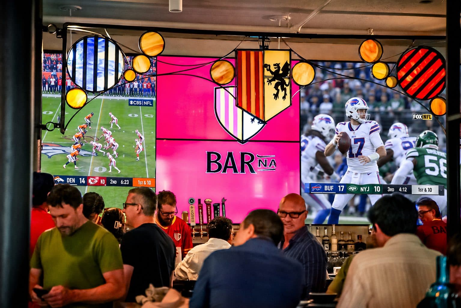 A full bar at BARna with two football games up on the big screens
