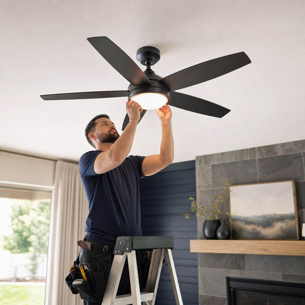 Ceiling Fan with Light Kit — Existing Fan-Rated Box