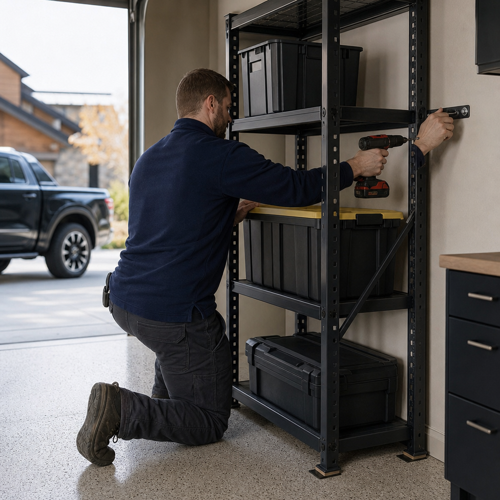 Garage Shelving Unit Assembly & Anchor