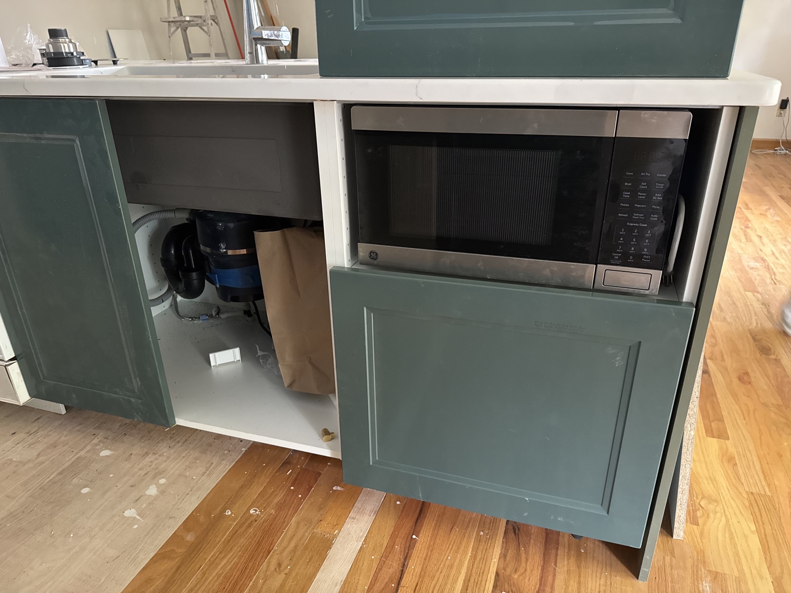 Open-concept kitchen remodel in finish stage
