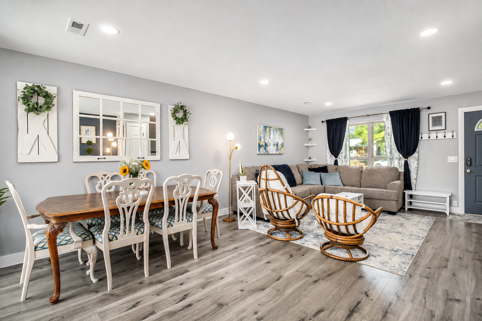Dining and living as one open space after the bearing wall came out