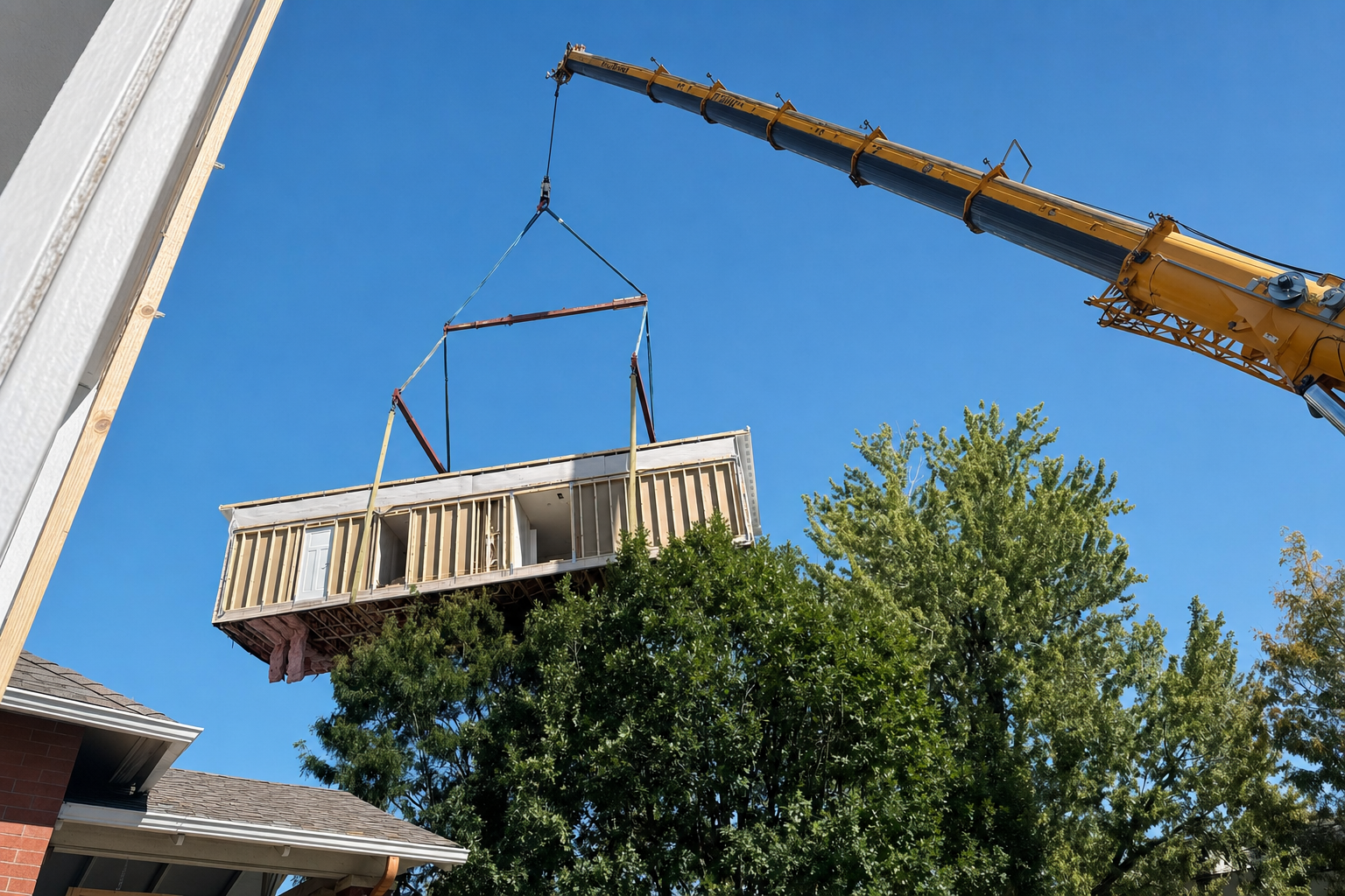 Deck section craned into place